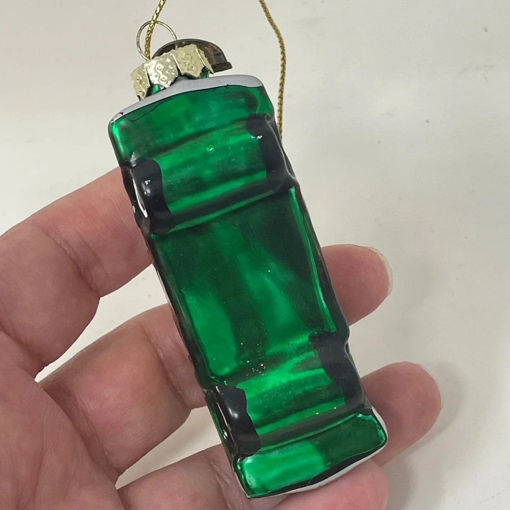 Thomas Pacconi Classics Green Woody Wagon Glass Christmas Ornament Vintage Car